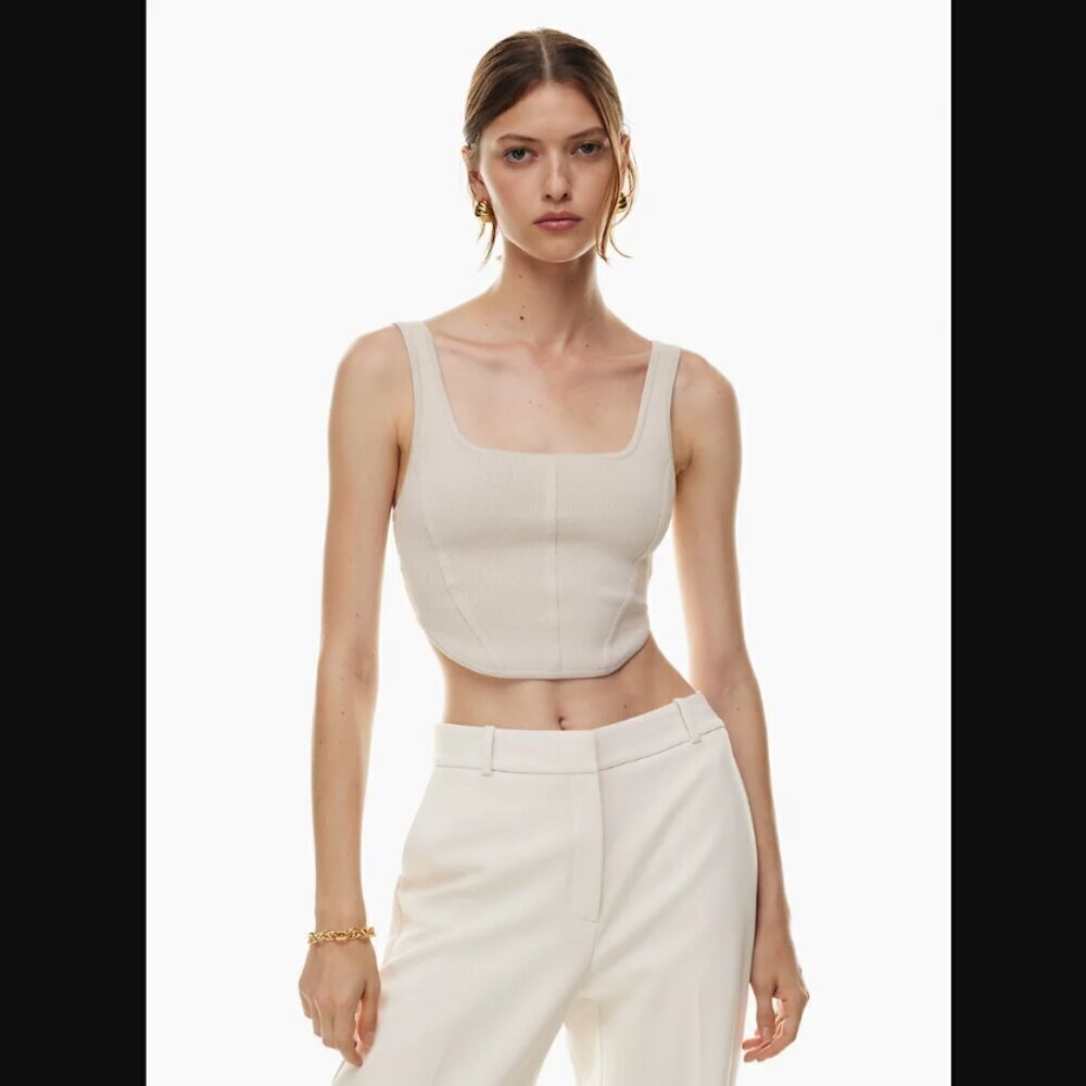 NWOT Aritzia Babaton Sculpt Knit Bustier Tank - Matte Pearl